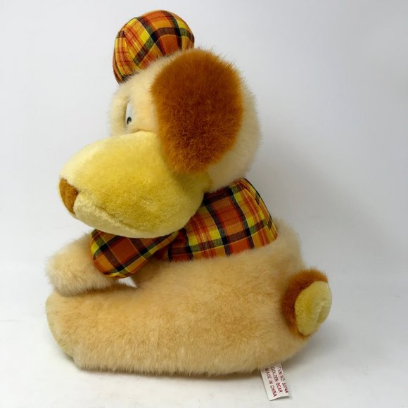 Golden Bear Toys Vintage Golden Bear Plush Dog 2 Plaid Vest Hat W Golden Bear Toys Vintage Golden Bear Plush Dog 2 Plaid Vest Hat W